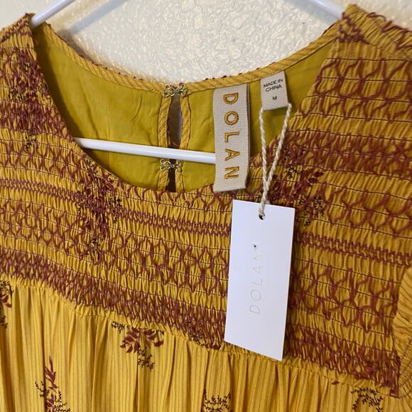 Anthropologie Dolan Yellow Crepe Flutter Sleeve Charamante Mini Dress Size M NWT - Picture 2 of 10